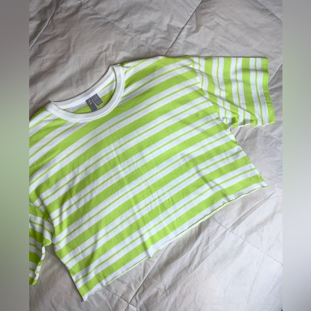 ASOS Green and White Striped Short Sleeve Tee